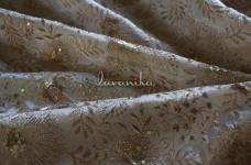 120 Grams Gold Zari and Sequins Embroidery Jaal on Dyeable Viscose Tissue Fabric 44inch